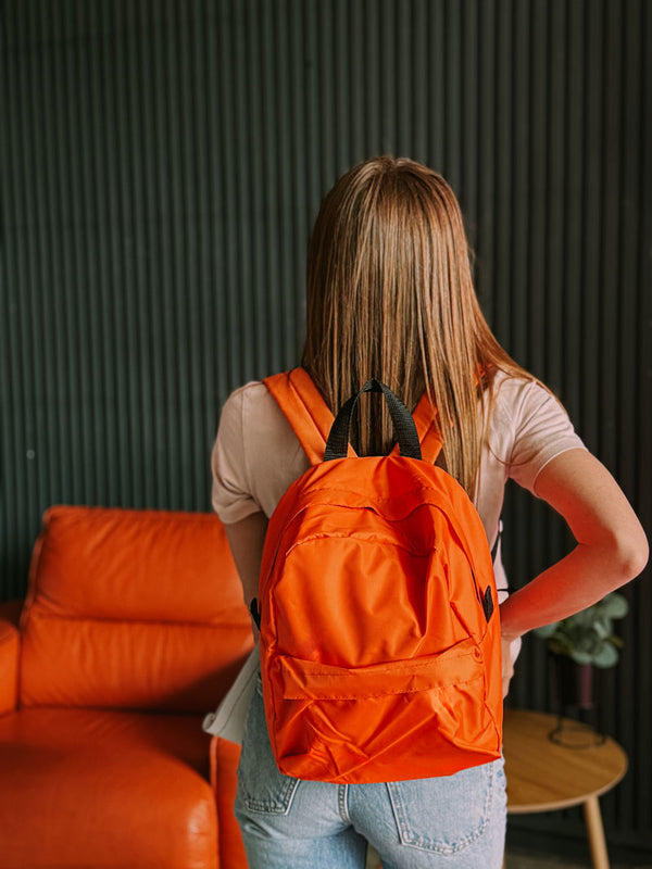 Orange Waterproof Backpack with Outer and Inner Pockets – Lightweight Urban Rainproof Daypack for Everyday Use