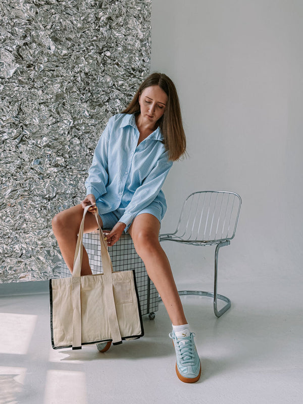 "Welcome Box" Cotton Twill Tote Bag with Inner and Outer Pockets – Fabric Gift and Event Box Bag